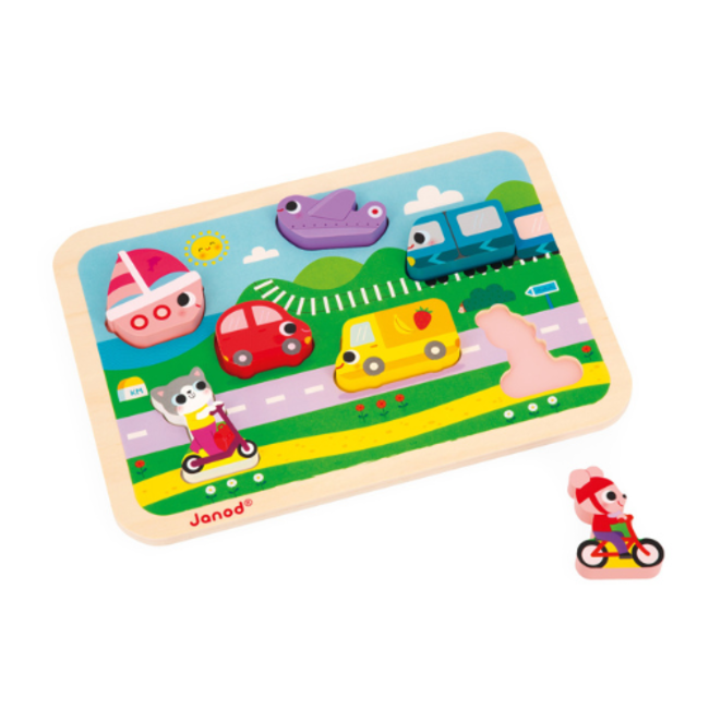 Janod Chunky Puzzel - Voertuigen
