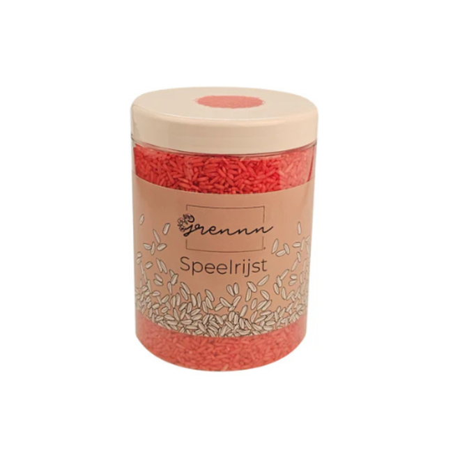 Grennn Sensorisch speelgoed, Grennn Speelrijst - Rood, 750 gr.