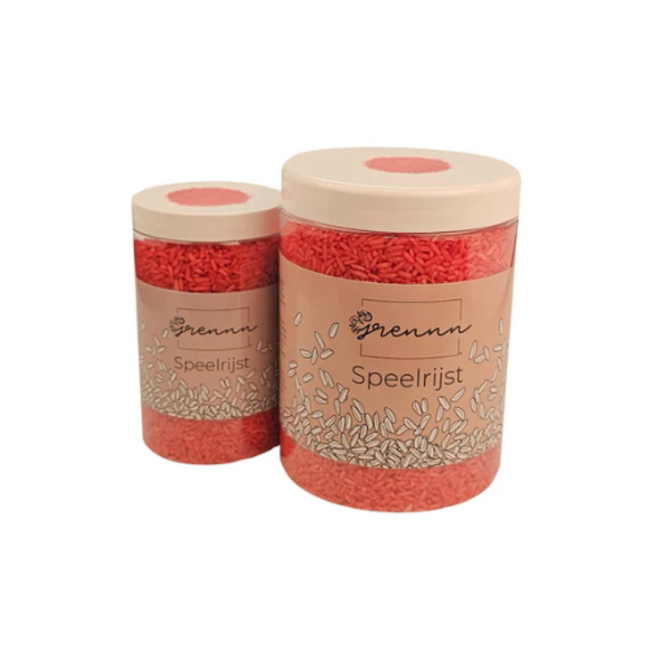 Grennn Sensorisch speelgoed, Grennn Speelrijst - Rood, 750 gr.
