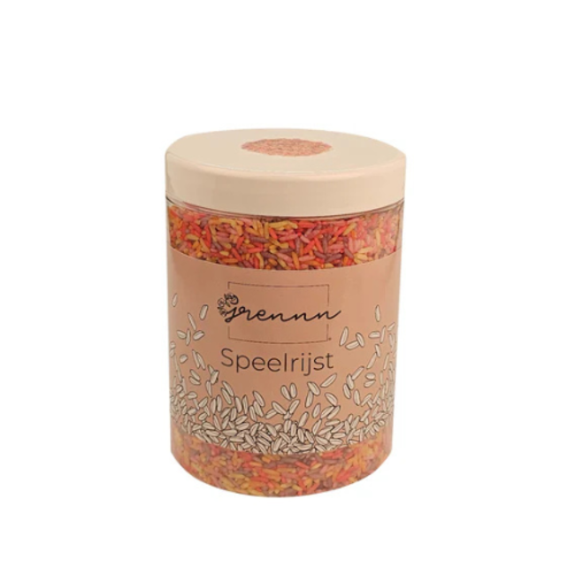 Grennn Sensorisch speelgoed, Grennn Speelrijst - fruit  mix, 750 gr.