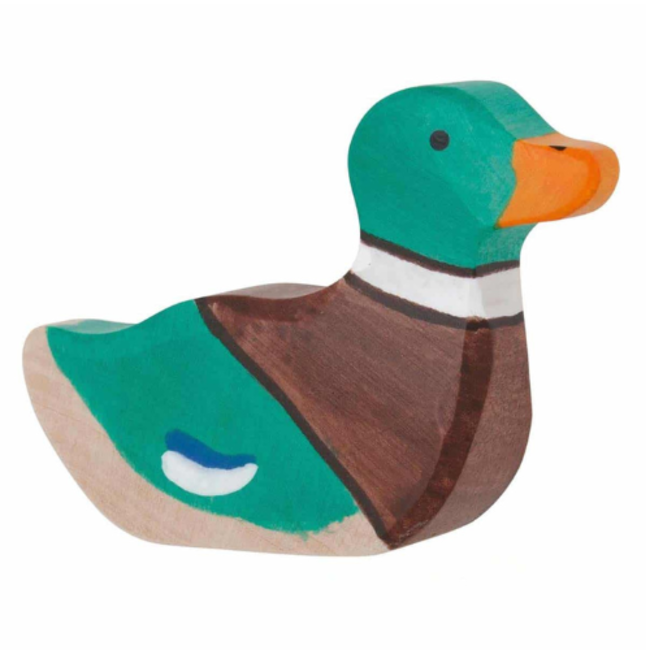 Holztiger Holztiger boerderij: mannetjeseend zwemmend 7x2x5cm, hout