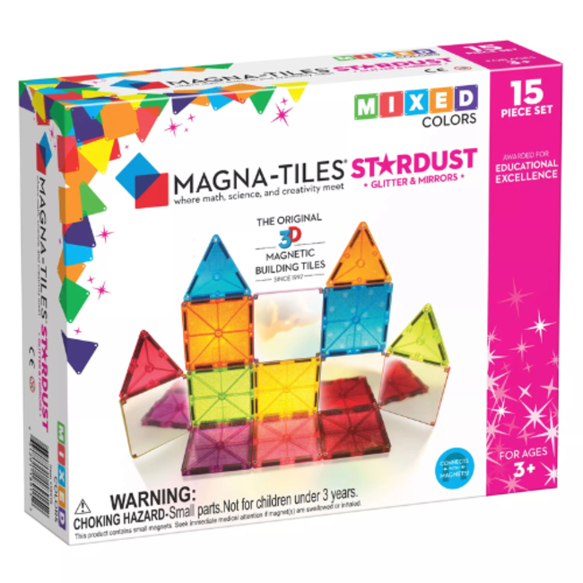 Magna-tiles Magnetisch bouwset, Bouwspeelgoed - Magna-Tiles Stardust 15 stuks