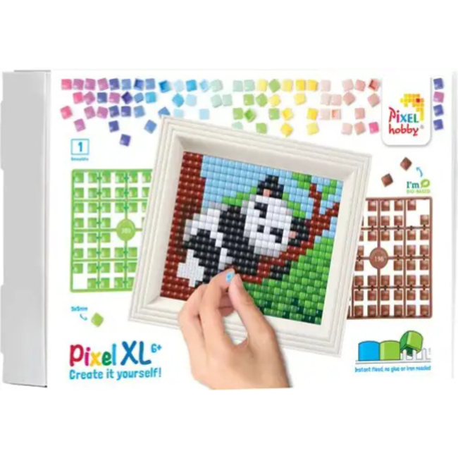 Pixelhobby Knutselen, Pixelhobby - Geschenkverpakking pixel XL matjes, Panda 6+