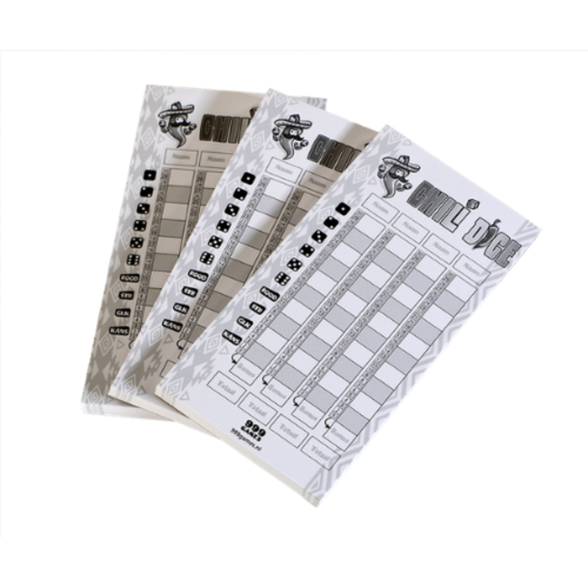 999 Games Scoreblokken Chili Dice  drie stuks - Kaartspel