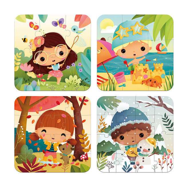 Janod Janod Puzzel - 4 puzzels Seizoenen (6-9-12-16 stukken)