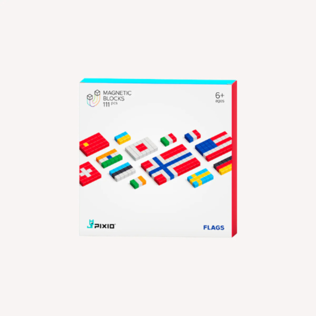Pixio Pixio Magnetische bouwblokjes - Flags, 111 blokjes