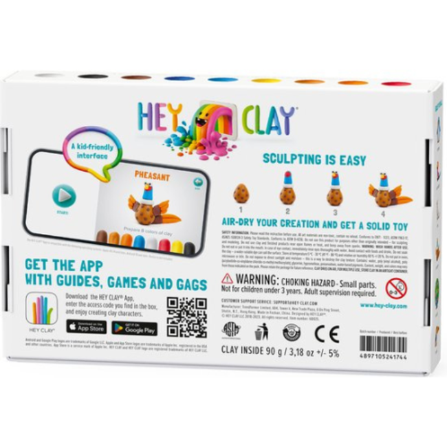 Hey Clay Knutselen, Knutselpakket - Hey Clay Birds: Pheasant, Ara Parrot, Dove