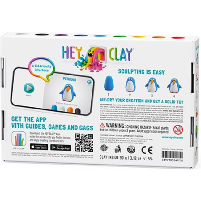 Hey Clay Knutselen, Knutselpakket - Hey Clay Birds: Toucan, Penguin, Peacock