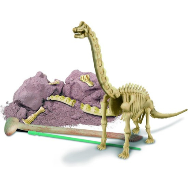 4M KidzLabs:  GRAAF-JE-DINOSAURUS-OP (Brachiosaurus) /, skeletbouwset in een blok plaaster, doos 17x22x6cm, 7+