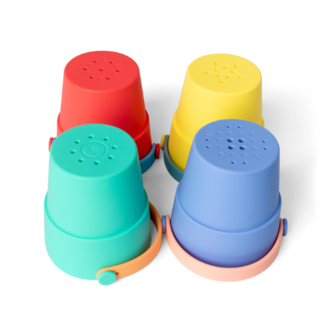 Badspeelgoed - Bath buckets, green/red/yeloow/blue