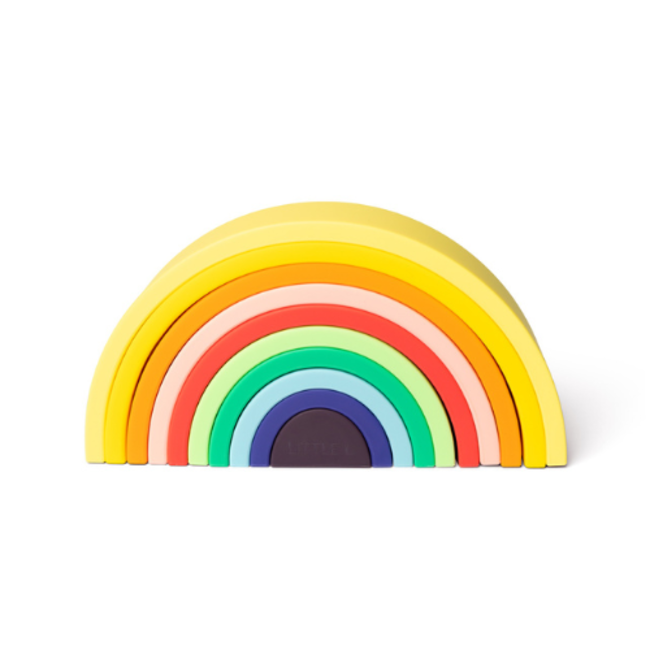 Babyspeelgoed, stapeltoren - Siliconen regenboog groot gekleurd