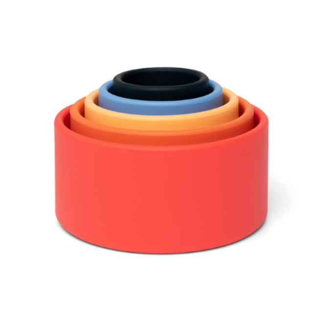 Babyspeelgoed, stapeltoren - Siliconen kommen oranje en blauw