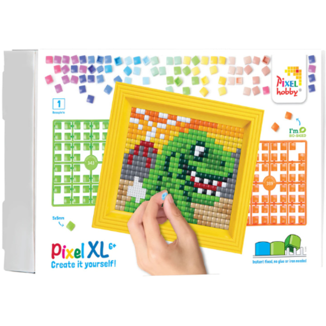 Geschenkverpakking voor √©√©n basisplaat met 13 pixel XL matjes - Dino II