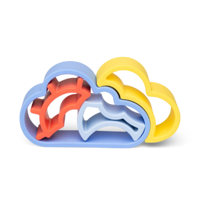 Babyspeelgoed, stapeltoren - Siliconen wolkenset, pastel