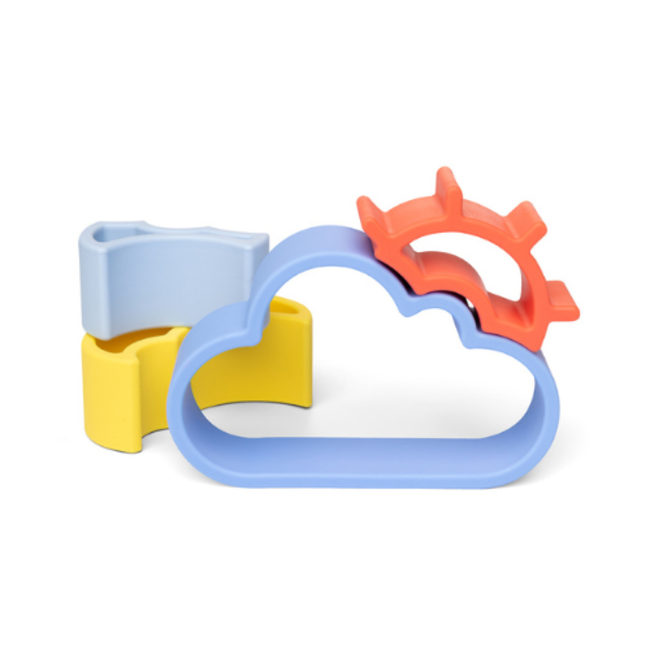 Babyspeelgoed, stapeltoren - Siliconen wolkenset, pastel