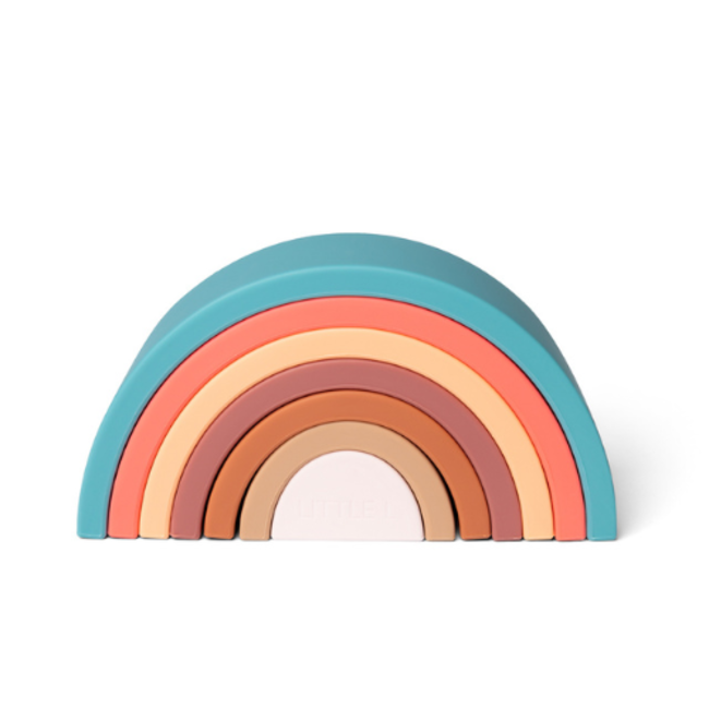 Babyspeelgoed, stapeltoren - Siliconen regenboog klein aarde en groen
