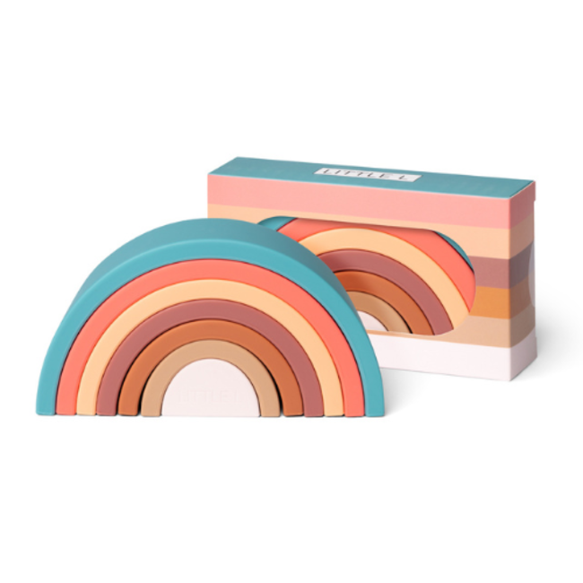 Babyspeelgoed, stapeltoren - Siliconen regenboog klein aarde en groen