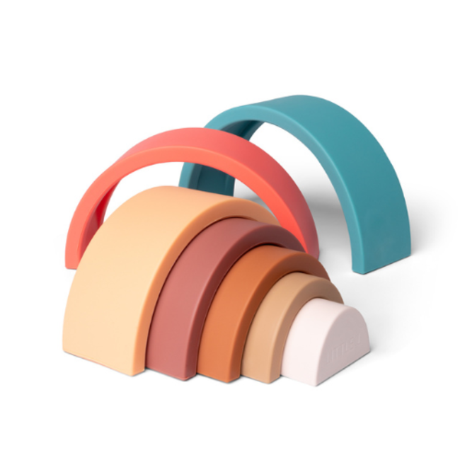 Babyspeelgoed, stapeltoren - Siliconen regenboog klein aarde en groen