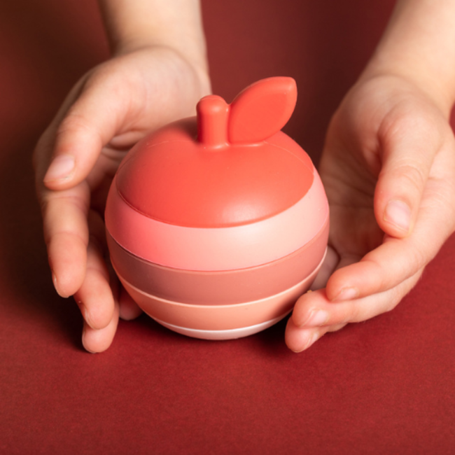 Babyspeelgoed, stapeltoren - Siliconen stapel appel, rood en roze