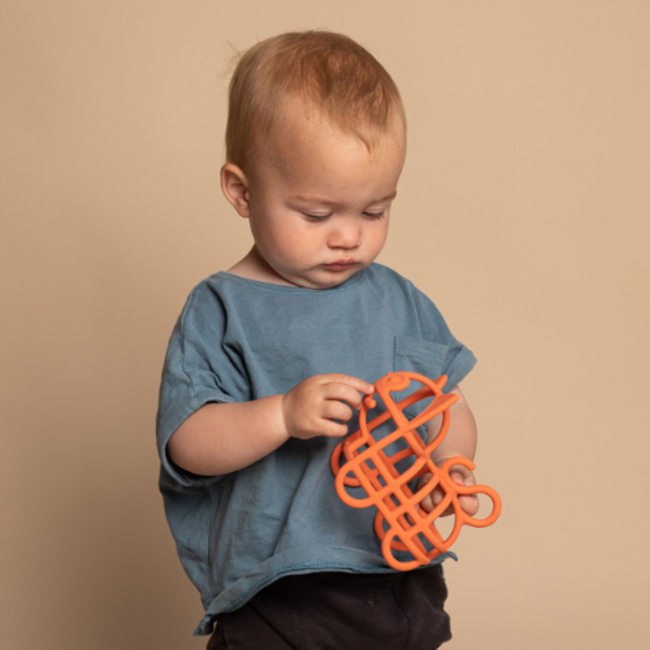 Babyspeelgoed - Siliconen bijtfiguur Kat oranje