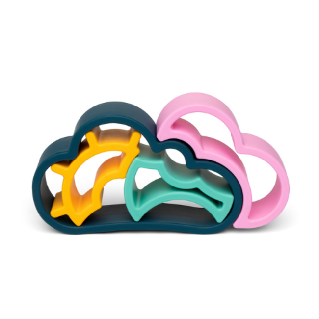 Babyspeelgoed, stapeltoren - Siliconen wolkenset, gekleurd