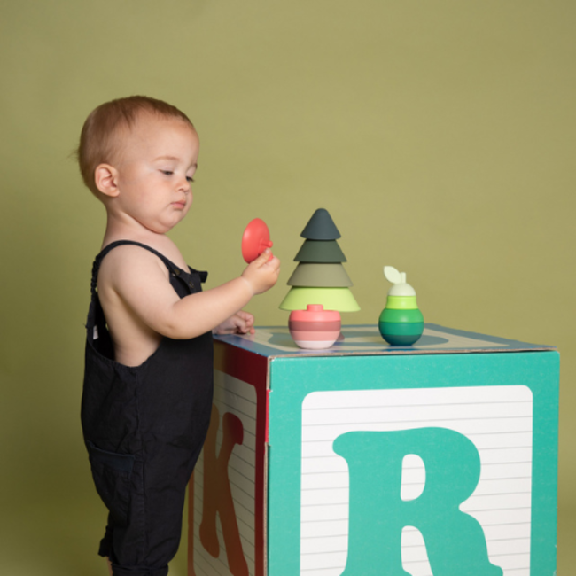 Babyspeelgoed, stapeltoren - Siliconen stapel dennenboom, groen