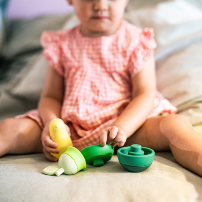 Babyspeelgoed, stapeltoren - Siliconen stapel peer, groen