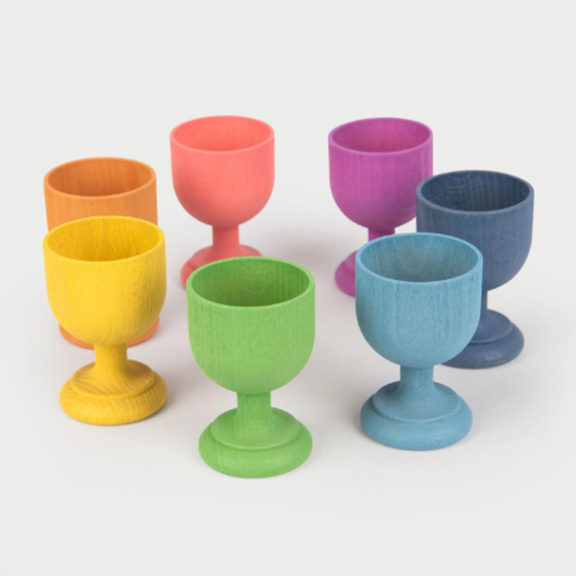 Tickit Commotion Regenboog eierdopjes, set van 7 (rainbow wooden egg cups)