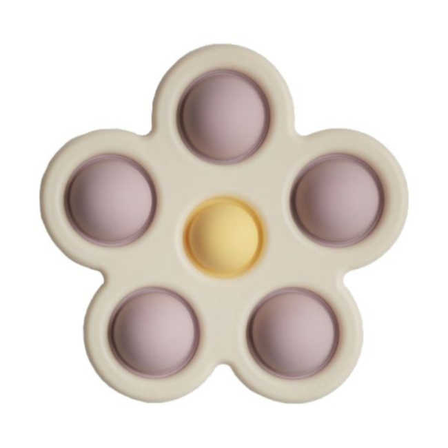 Mushie PRESS TOY FLOWER - Soft Lilac/Daffodil/Ivory