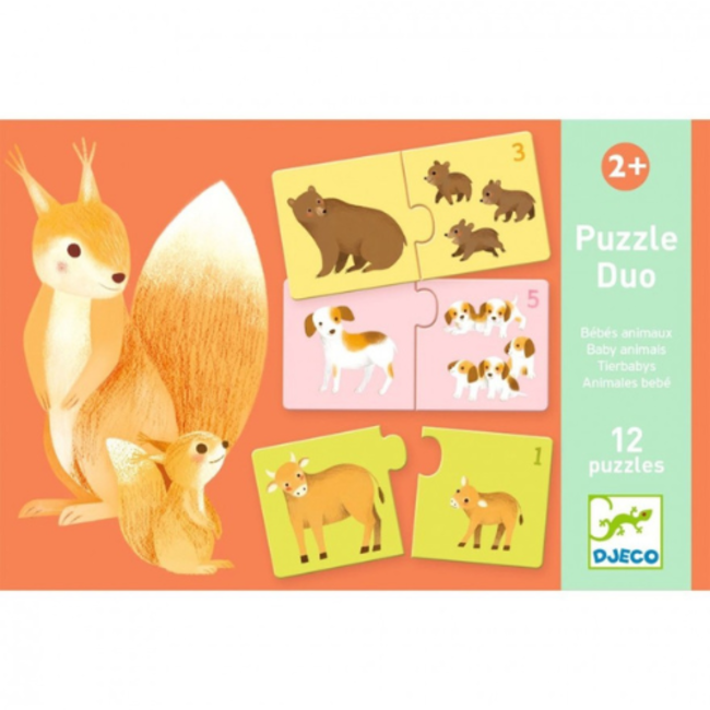 Djeco Educatieve Spellen - Duo Puzzel Baby Dieren: