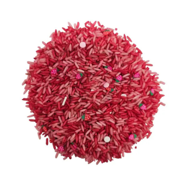 Grennn Sensorisch speelgoed, Grennn speelrijst aardbeien mix  300 gram