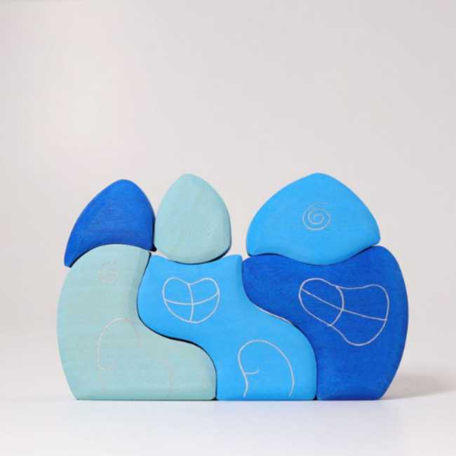 Grimms Grimms Houten bouwpeelgoed, Watergolf huizen (Wave Houses)