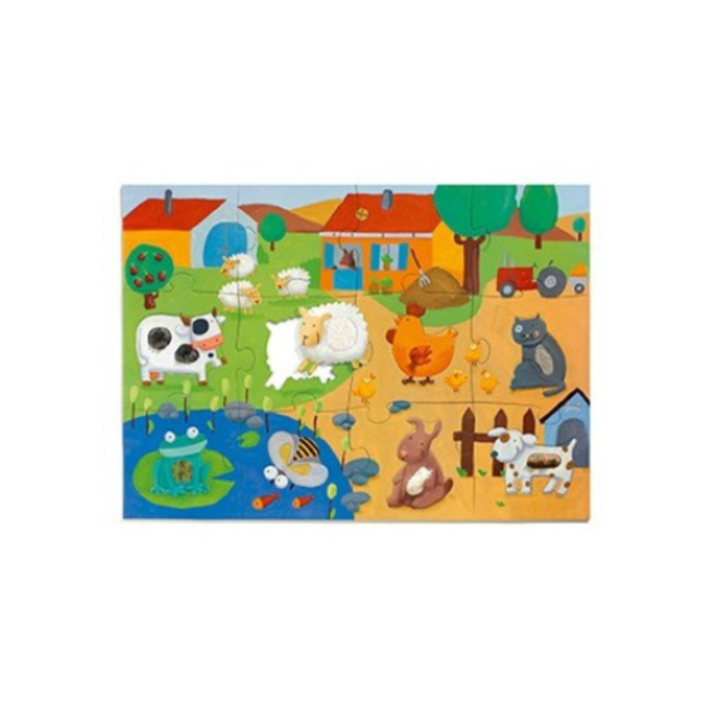 Djeco Puzzels, Legpuzzels - Tactilofarm Giant (8 stukjes)