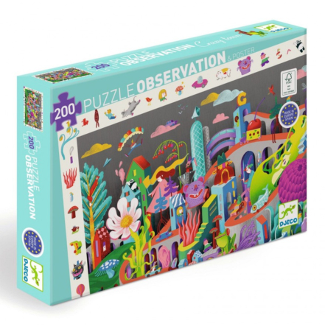 Djeco Legpuzzels - Crazy Town Observatiepuzzel (200 Stukjes)
