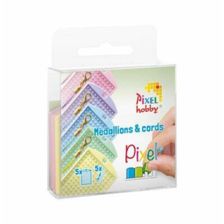 Pixelhobby Set van 5 medaillions & 5 color cords - Pastel kleuren