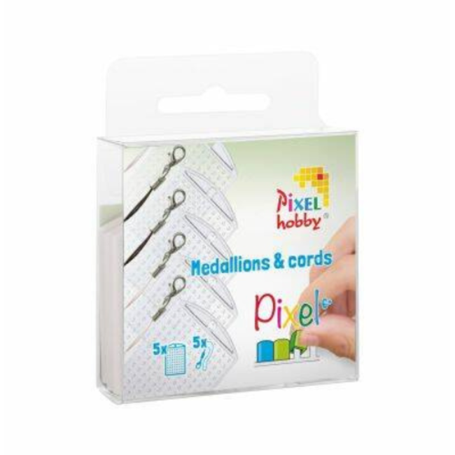Pixelhobby Set van 5 medaillions & 5 color cords - Transparant