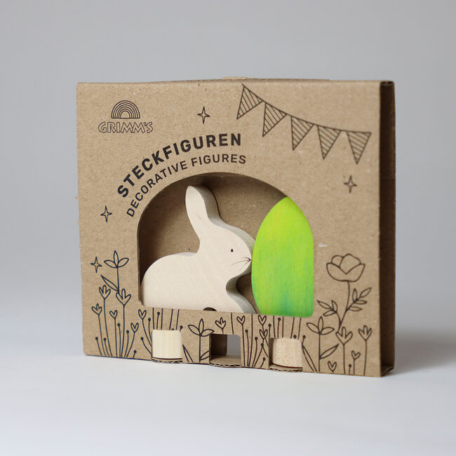 Grimms Decoratiefiguur - insteker Paashaas met groen ei (Decorative Figure Easter Bunny with green egg)