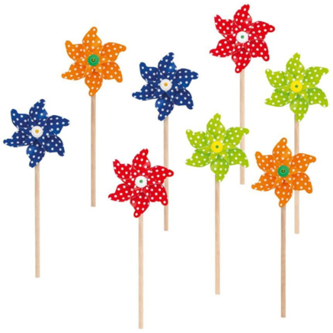 Fiets propellor windmolen rood met witte stippen