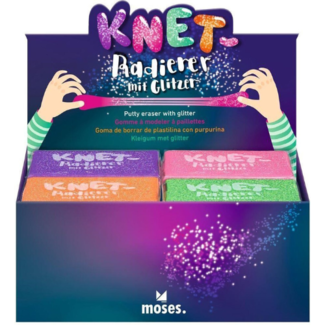 Knutselspullen Kneedgum glitter 4 assorti