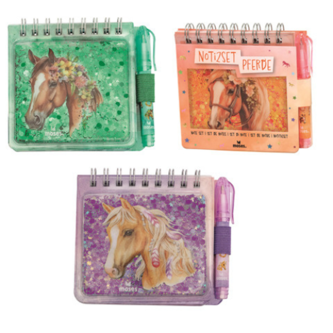 moses. Verlag Notitieblok met balpen paarden 3 assorti