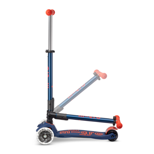 Microstep Micro Maxi Step - Maxi Micro scooter Deluxe foldable LED navy blue/red