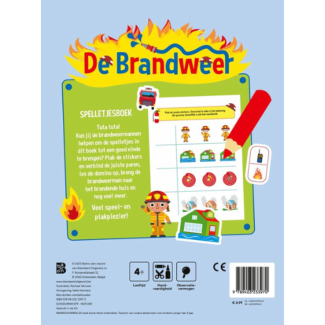 Doeboeken, De brandweer (spelletjesboek met stickers) 4+