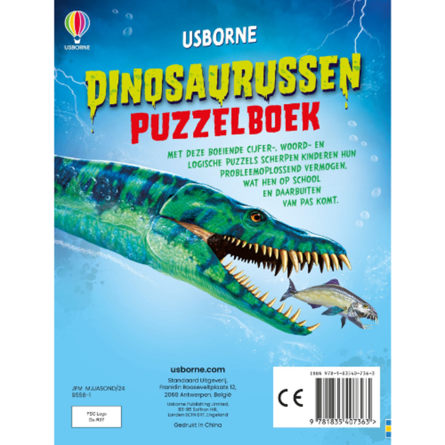 Usborne Doeboeken, Uitwisboek - Dinosaurussen - Puzzelboek