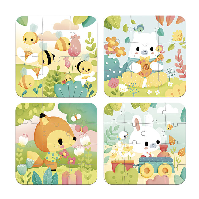 Janod Janod Puzzel - 4 puzzels Pure (6-9-12-16 stukken)