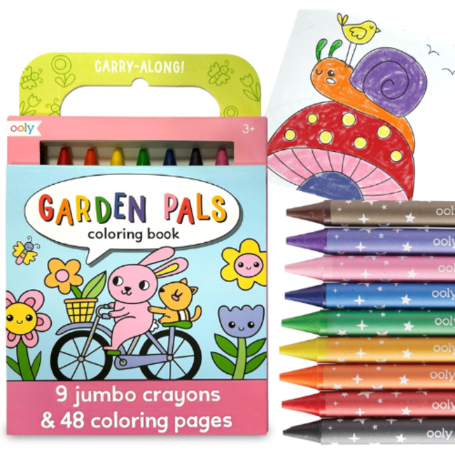 Ooly Draag Kleurpotloden & Kleurboek Kit - Tuinvrienden (Set van 10)