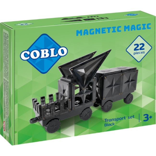 Coblo Magnetische bouwspeelgoed, Coblo - Transport set met zwarte tegels 22 stuks