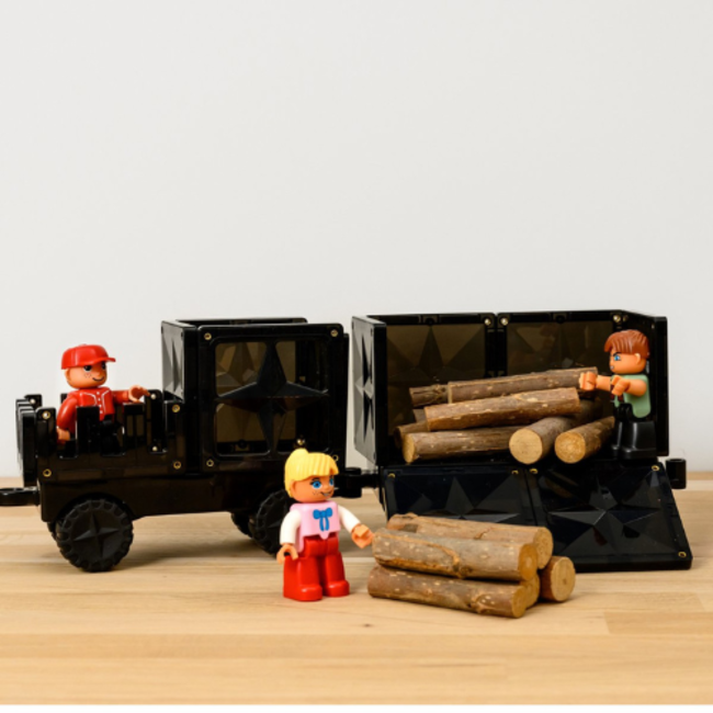 Coblo Magnetische bouwspeelgoed, Coblo - Transport set met zwarte tegels 22 stuks