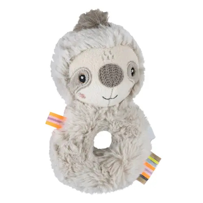 Fehn Lazy, Crazy, Pink - Soft ring rattle sloth