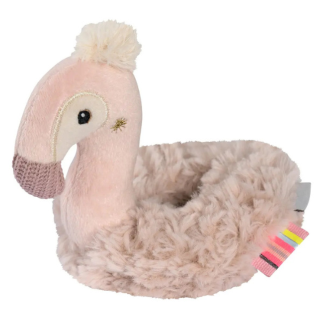 Fehn Lazy, Crazy, Pink - Soft ring rattle flamingo