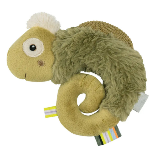 Fehn Lazy, Crazy, Pink - Soft ring rattle chameleon